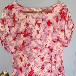 Calvin Klein Women's Top - Red and Purple Floral